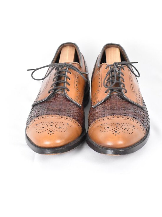 Allen Edmond\'s Sanford Two Tone Brogue Cap Toe Leather Derby Weave Inlay Sz 9.5 main image 12